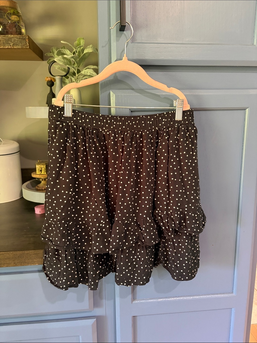 Abercrombie & Fitch Black Mini Skirt with White Polka Dots